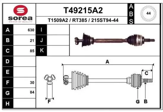 Antriebswelle Vorderachse links EAI T49215A2 Bild Antriebswelle Vorderachse links EAI T49215A2