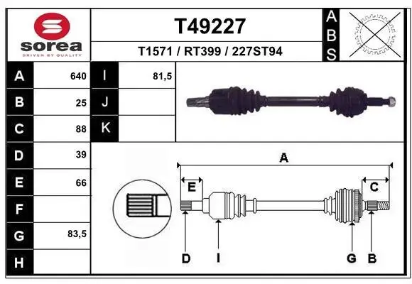 Antriebswelle Vorderachse links EAI T49227