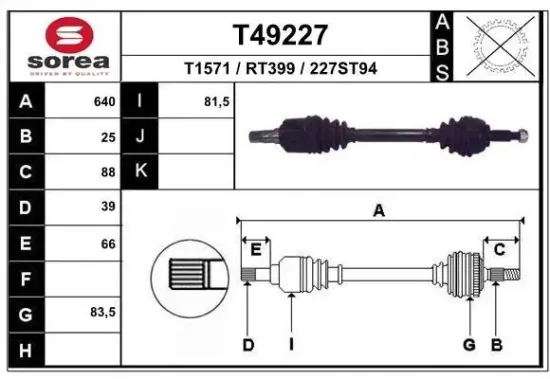 Antriebswelle Vorderachse links EAI T49227 Bild Antriebswelle Vorderachse links EAI T49227