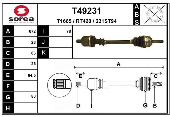 Antriebswelle Vorderachse links EAI T49231