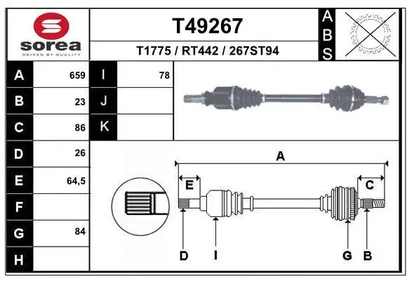 Antriebswelle Vorderachse links EAI T49267