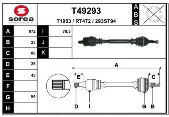 Antriebswelle EAI T49293 Bild Antriebswelle EAI T49293