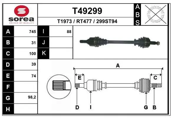 Antriebswelle Vorderachse links EAI T49299