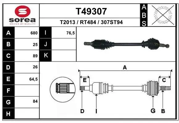 Antriebswelle Vorderachse links EAI T49307