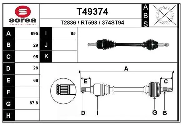 Antriebswelle Vorderachse links EAI T49374