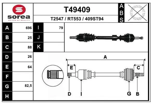 Antriebswelle Vorderachse links EAI T49409