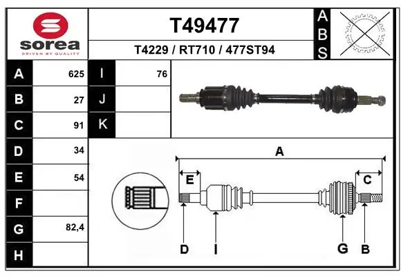 Antriebswelle Vorderachse links EAI T49477