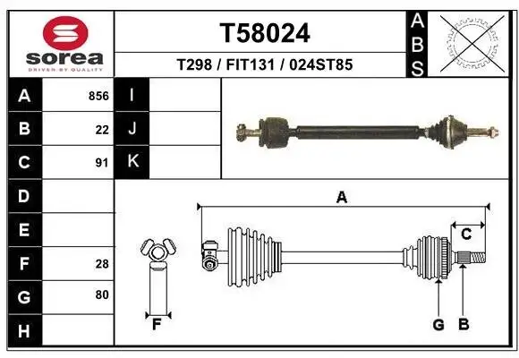 Antriebswelle Vorderachse rechts EAI T58024