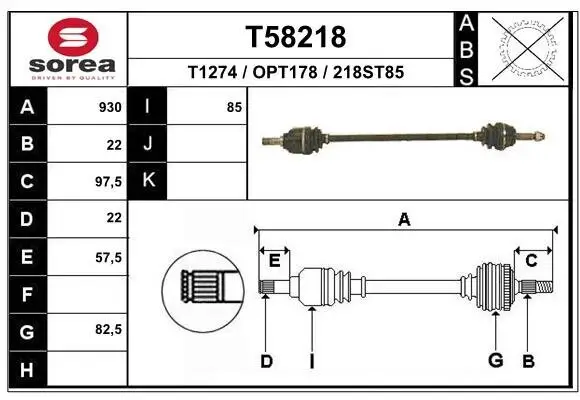 Antriebswelle EAI T58218 Bild Antriebswelle EAI T58218