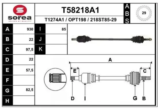 Antriebswelle EAI T58218A1 Bild Antriebswelle EAI T58218A1