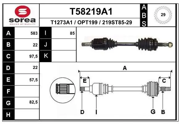 Antriebswelle Vorderachse links EAI T58219A1