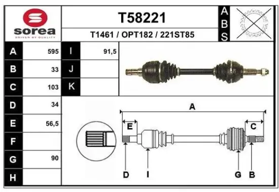 Antriebswelle Vorderachse links EAI T58221 Bild Antriebswelle Vorderachse links EAI T58221