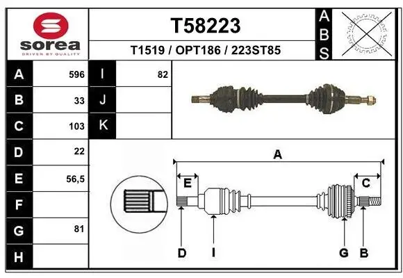 Antriebswelle Vorderachse links EAI T58223