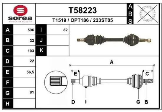 Antriebswelle Vorderachse links EAI T58223 Bild Antriebswelle Vorderachse links EAI T58223