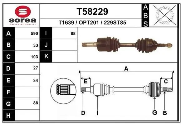 Antriebswelle Vorderachse links EAI T58229
