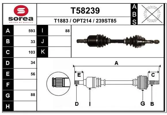 Antriebswelle Vorderachse links EAI T58239