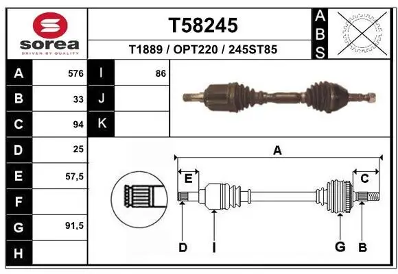 Antriebswelle Vorderachse links EAI T58245