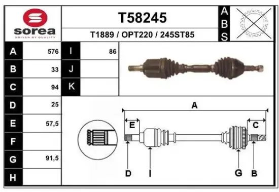 Antriebswelle EAI T58245 Bild Antriebswelle EAI T58245