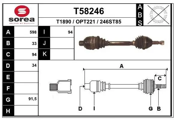 Antriebswelle Vorderachse rechts EAI T58246