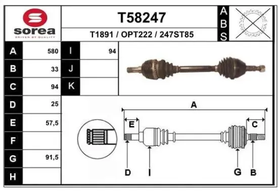 Antriebswelle EAI T58247 Bild Antriebswelle EAI T58247