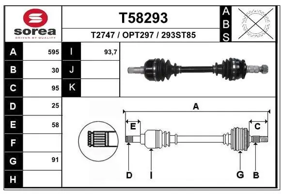 Antriebswelle Vorderachse links EAI T58293