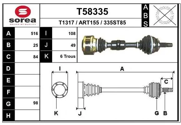 Antriebswelle Vorderachse links EAI T58335