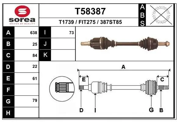 Antriebswelle Vorderachse links EAI T58387