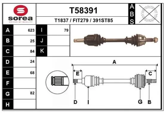 Antriebswelle Vorderachse links EAI T58391 Bild Antriebswelle Vorderachse links EAI T58391