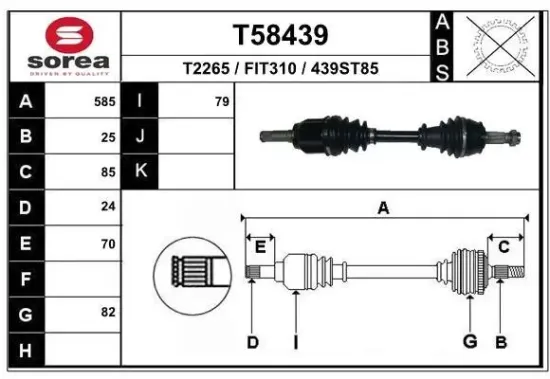 Antriebswelle Vorderachse links EAI T58439 Bild Antriebswelle Vorderachse links EAI T58439
