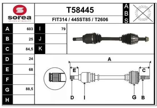 Antriebswelle Vorderachse links EAI T58445 Bild Antriebswelle Vorderachse links EAI T58445