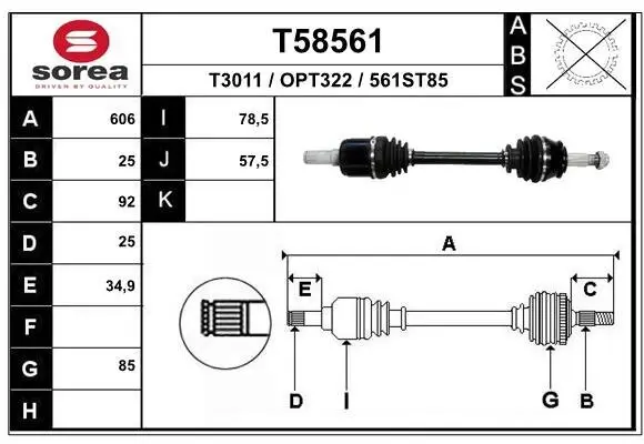 Antriebswelle Vorderachse links EAI T58561