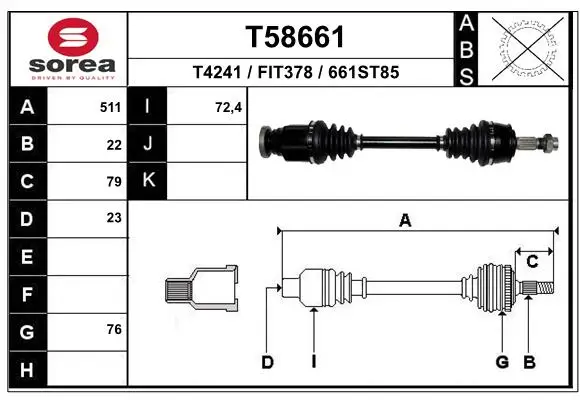 Antriebswelle Vorderachse links EAI T58661