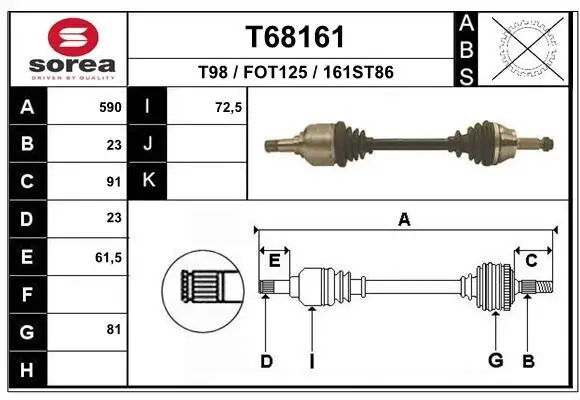 Antriebswelle Vorderachse links EAI T68161
