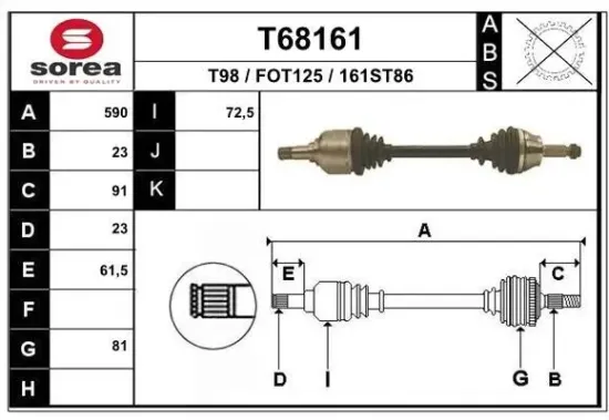 Antriebswelle Vorderachse links EAI T68161 Bild Antriebswelle Vorderachse links EAI T68161