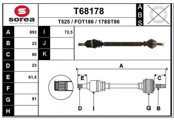 Antriebswelle EAI T68178 Bild Antriebswelle EAI T68178