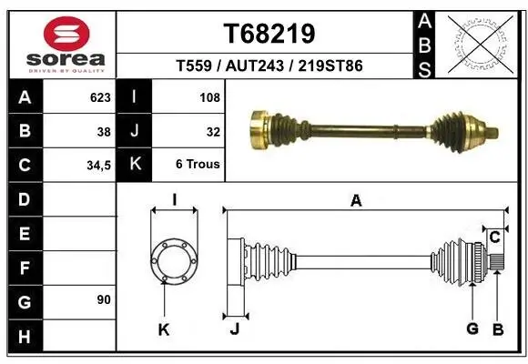 Antriebswelle EAI T68219 Bild Antriebswelle EAI T68219