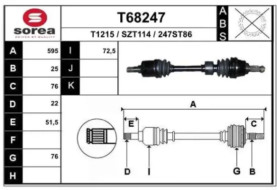 Antriebswelle EAI T68247 Bild Antriebswelle EAI T68247