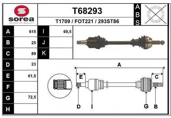 Antriebswelle Vorderachse links EAI T68293