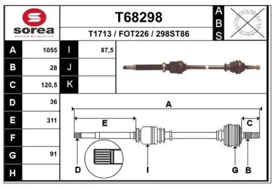 Antriebswelle EAI T68298 Bild Antriebswelle EAI T68298