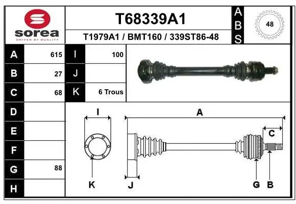 Antriebswelle Hinterachse links EAI T68339A1