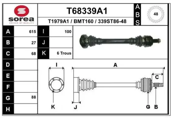 Antriebswelle Hinterachse links EAI T68339A1 Bild Antriebswelle Hinterachse links EAI T68339A1