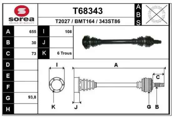 Antriebswelle EAI T68343 Bild Antriebswelle EAI T68343