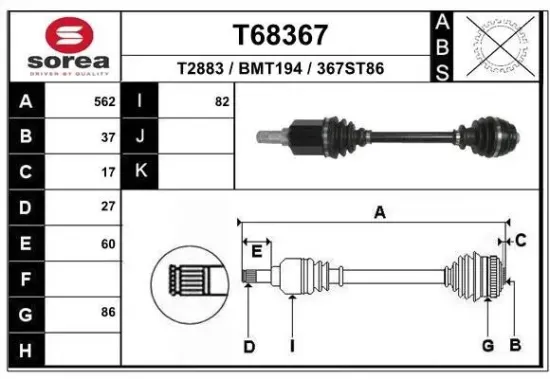 Antriebswelle EAI T68367 Bild Antriebswelle EAI T68367