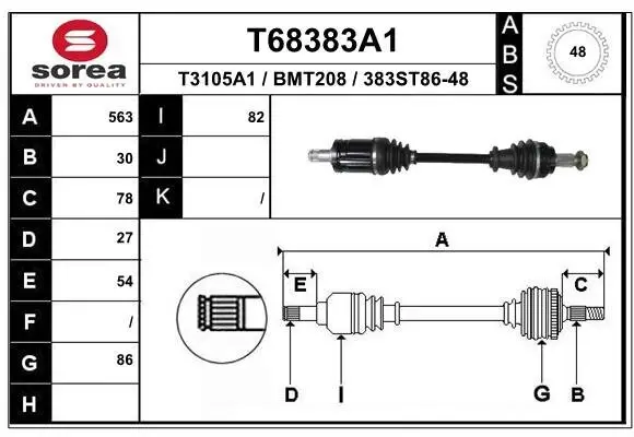 Antriebswelle Vorderachse links EAI T68383A1
