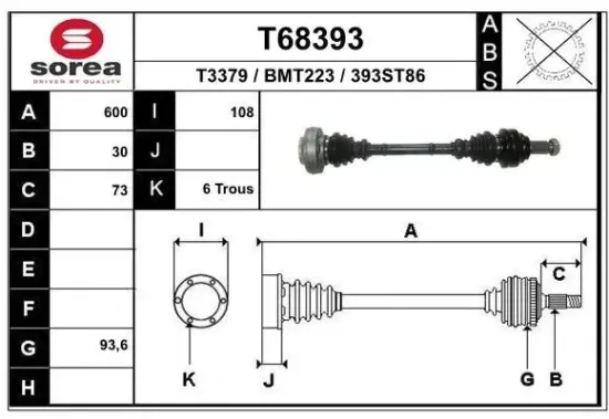 Antriebswelle Hinterachse links EAI T68393 Bild Antriebswelle Hinterachse links EAI T68393