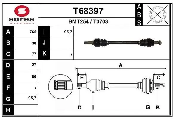 Antriebswelle Hinterachse links EAI T68397