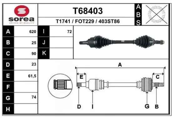 Antriebswelle EAI T68403 Bild Antriebswelle EAI T68403