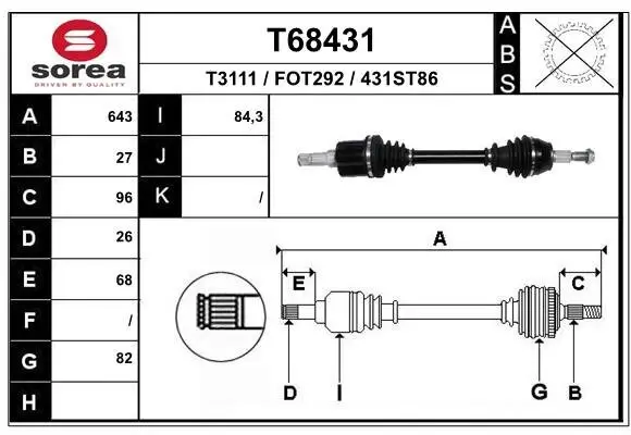Antriebswelle Vorderachse links EAI T68431