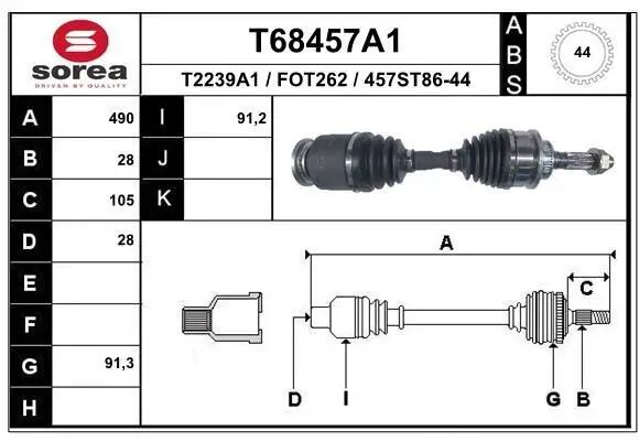 Antriebswelle Vorderachse links EAI T68457A1