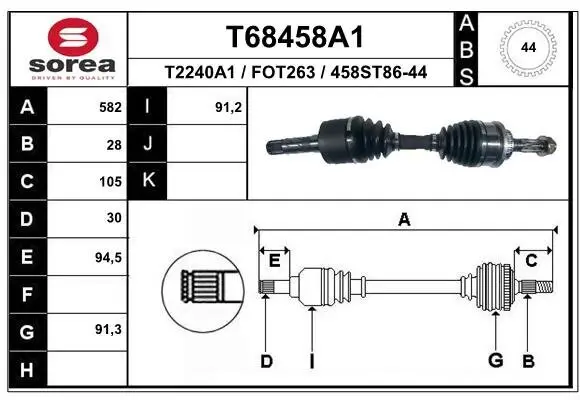 Antriebswelle Vorderachse rechts EAI T68458A1